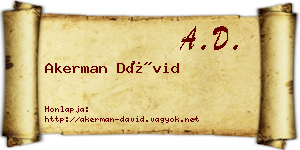 Akerman Dávid névjegykártya